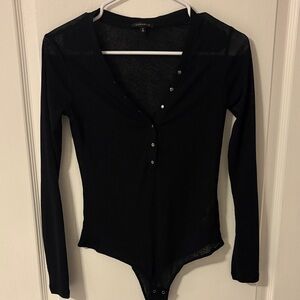 Express Black Button-Up Bodysuit